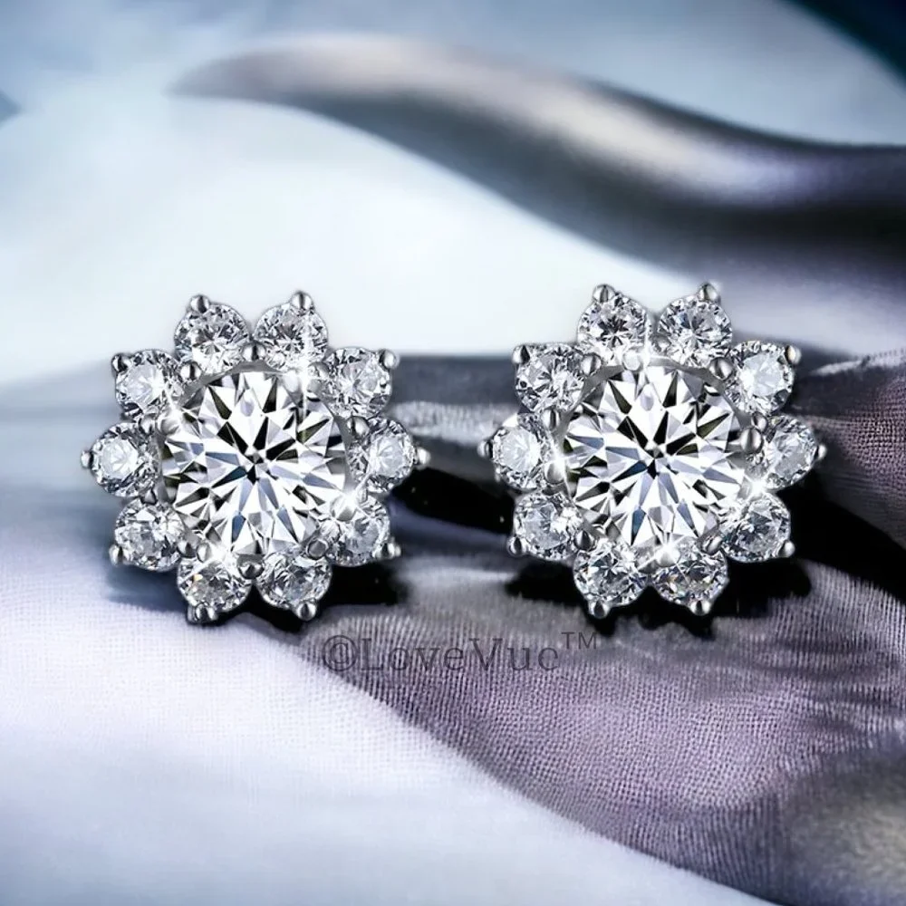 Certified 1ct. t.w. Diamond Elegant Flower Stud Earrings VVS1 GRA Certified - Picture 8 of 16